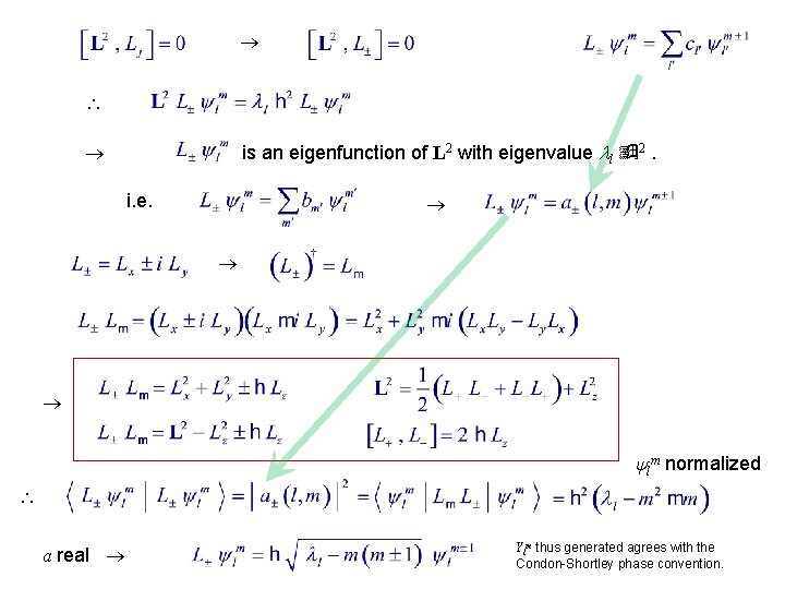  is an eigenfunction of L 2 with eigenvalue l 2. i. e. lm