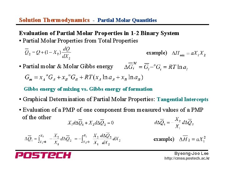 Solution Thermodynamics - Partial Molar Quantities Evaluation of Partial Molar Properties in 1 -2