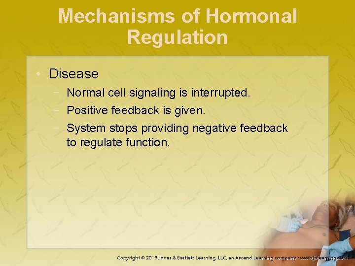 Mechanisms of Hormonal Regulation • Disease − Normal cell signaling is interrupted. − Positive