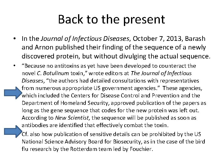 Back to the present • In the Journal of Infectious Diseases, October 7, 2013,