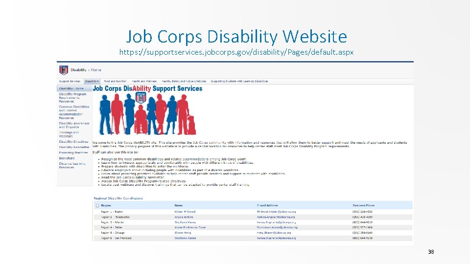 Job Corps Disability Website https: //supportservices. jobcorps. gov/disability/Pages/default. aspx 38 
