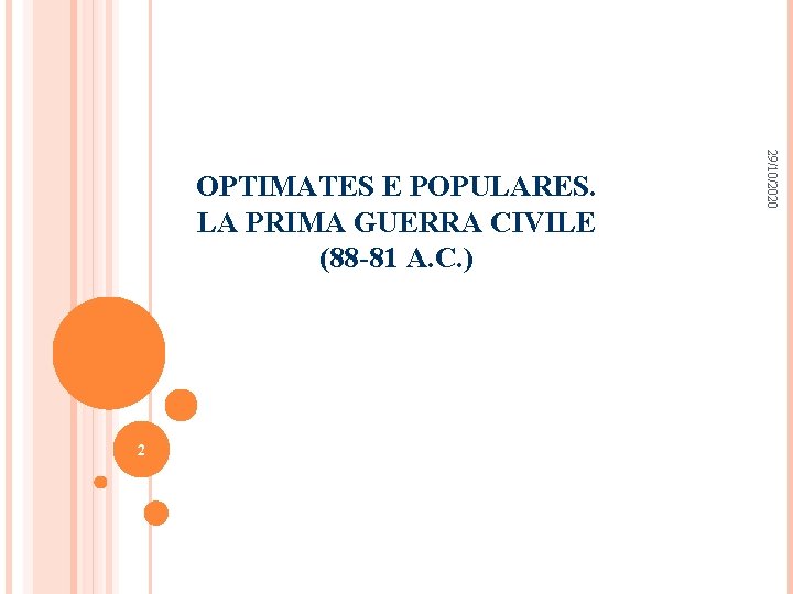 2 29/10/2020 OPTIMATES E POPULARES. LA PRIMA GUERRA CIVILE (88 -81 A. C. )