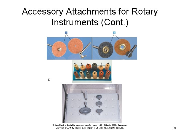 Accessory Attachments for Rotary Instruments (Cont. ) D from Boyd L: Dental instruments: a