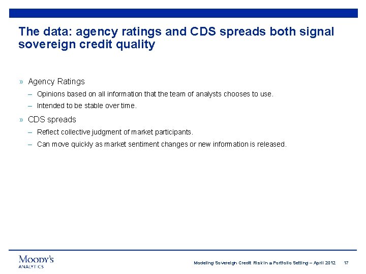 The data: agency ratings and CDS spreads both signal sovereign credit quality » Agency