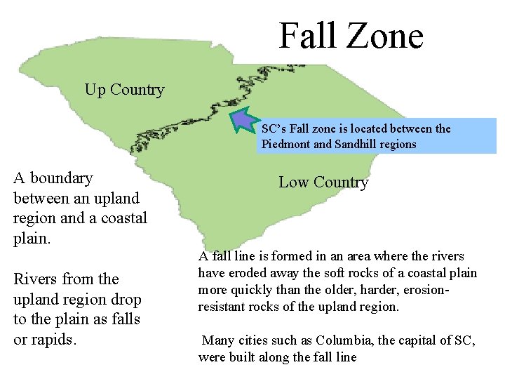 Fall Zone Up Country SC’s Fall zone is located between the Piedmont and Sandhill
