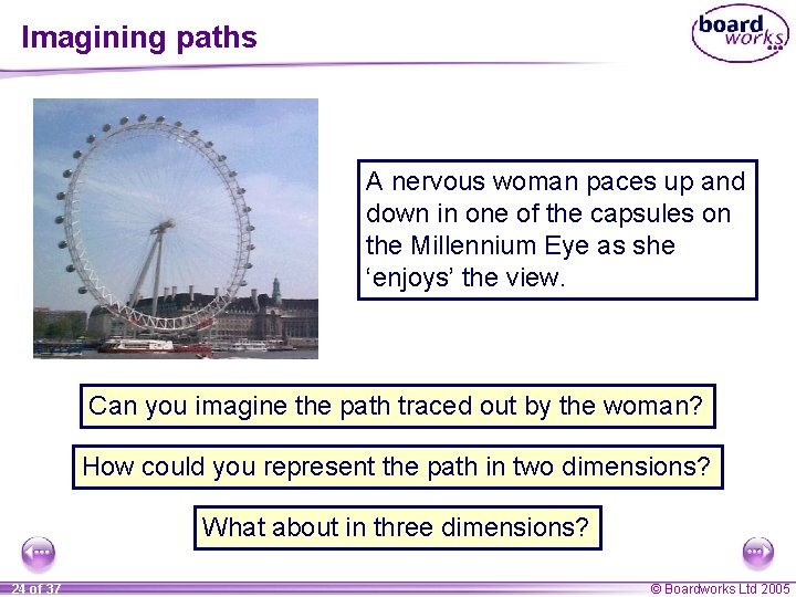 Imagining paths A nervous woman paces up and down in one of the capsules