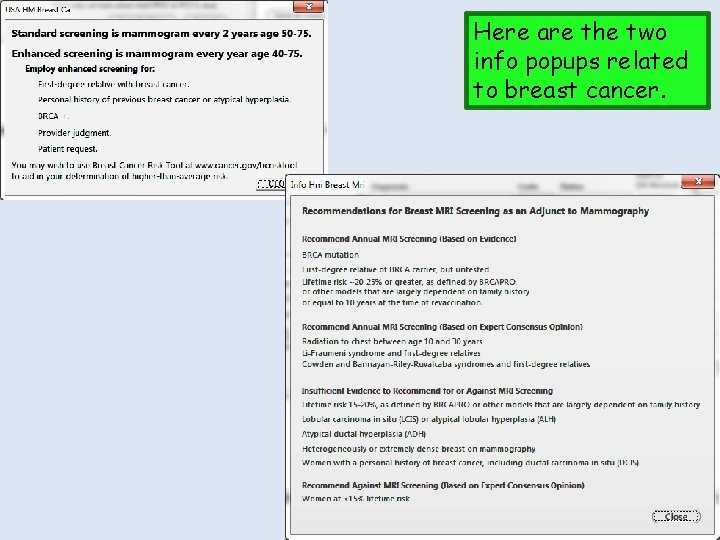 Here are the two info popups related to breast cancer. 