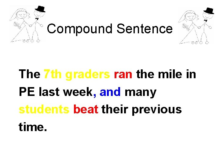 Compound Sentence The 7 th graders ran the mile in PE last week, and