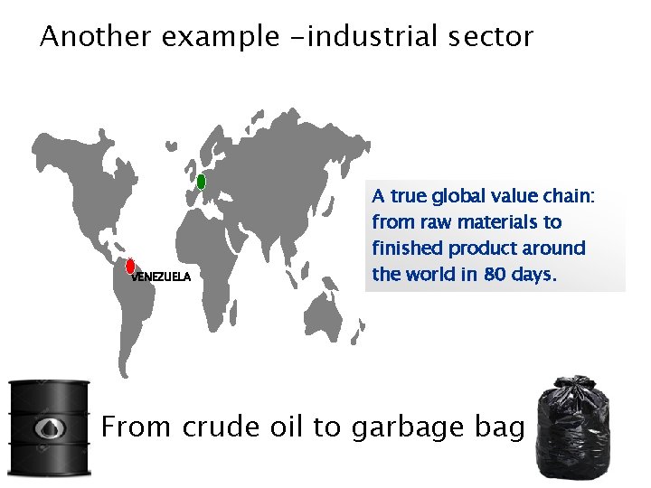 Another example -industrial sector VENEZUELA A true global value chain: from raw materials to