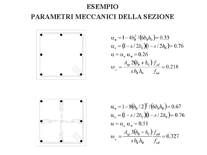 ESEMPIO PARAMETRI MECCANICI DELLA SEZIONE 