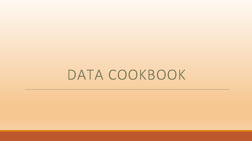 DATA COOKBOOK 