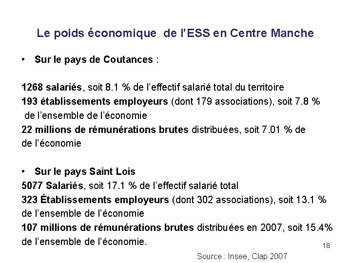 Le poids économique de l’ESS en Centre Manche • Sur le pays de Coutances