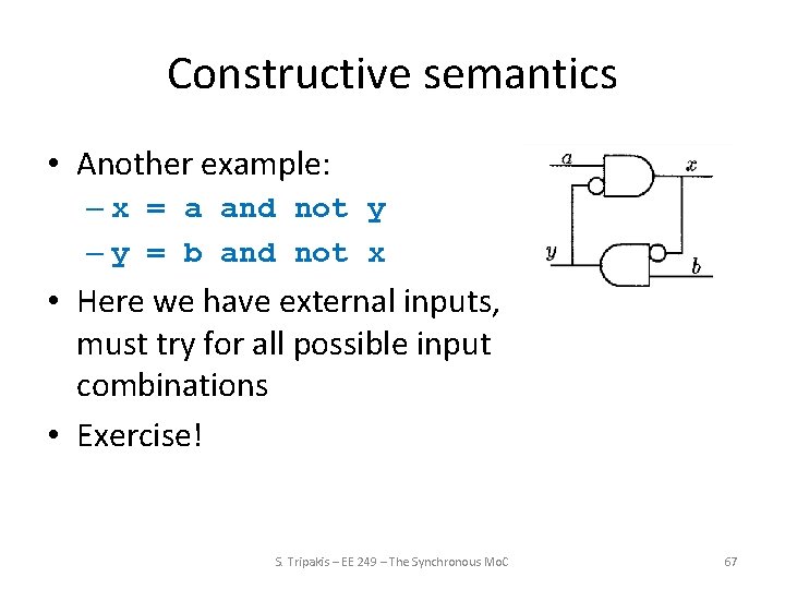 Constructive semantics • Another example: – x = a and not y – y
