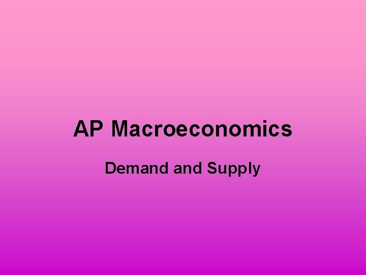 AP Macroeconomics Demand Supply 