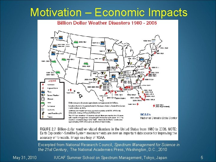 Motivation – Economic Impacts Excerpted from National Research Council, Spectrum Management for Science in