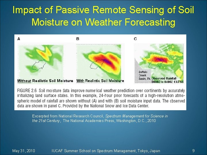 Impact of Passive Remote Sensing of Soil Moisture on Weather Forecasting Excerpted from National