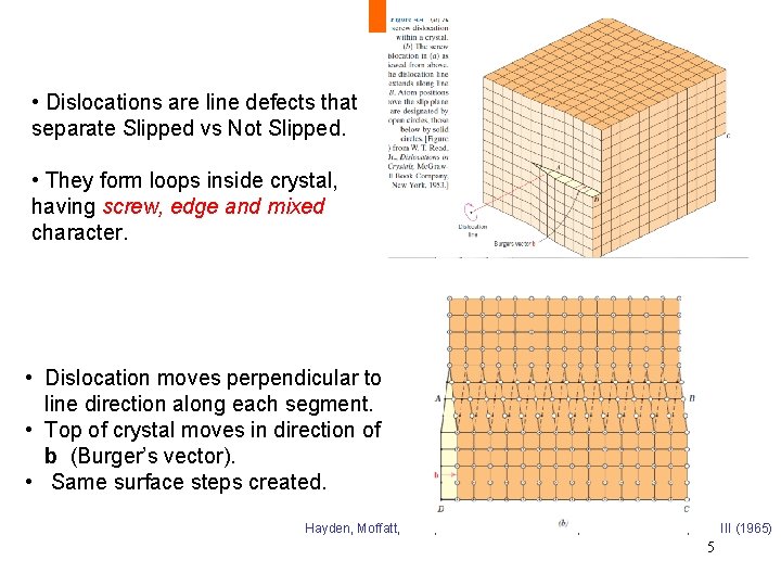  • Dislocations are line defects that separate Slipped vs Not Slipped. • They