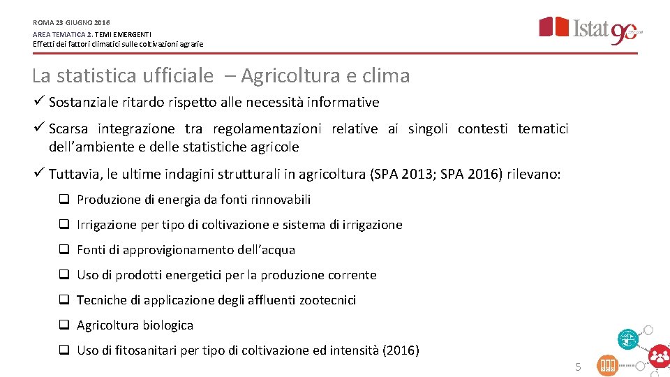 ROMA 23 GIUGNO 2016 AREA TEMATICA 2. TEMI EMERGENTI Effetti dei fattori climatici sulle