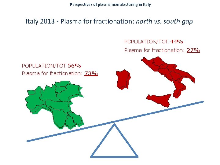 Perspectives of plasma manufacturing in Italy 2013 - Plasma for fractionation: north vs. south