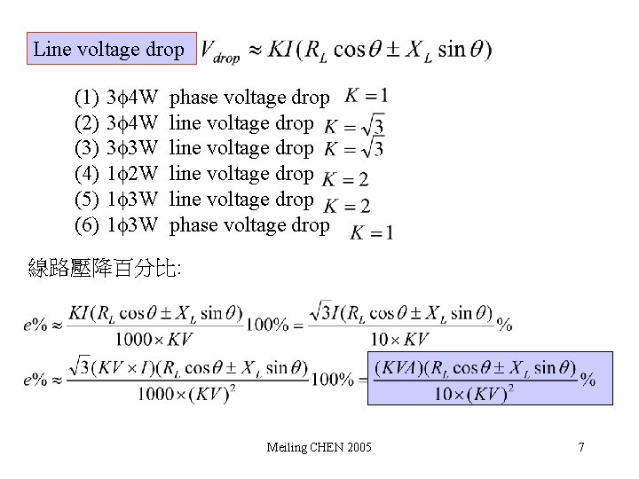 Line voltage drop (1) (2) (3) (4) (5) (6) 3 4 W 3 3