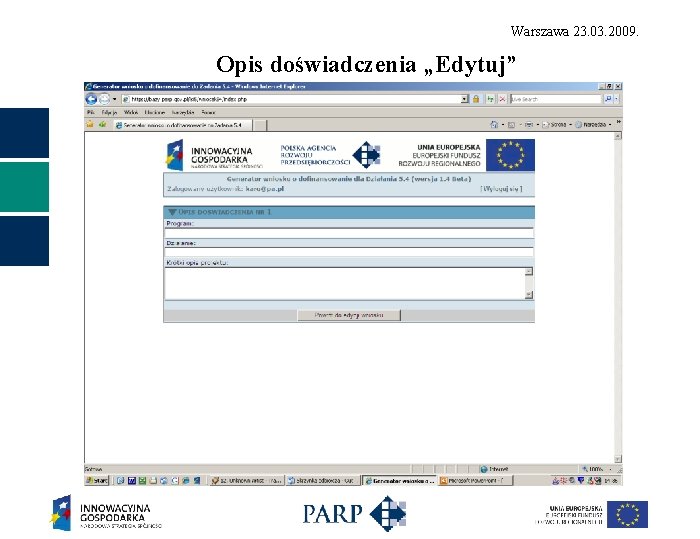 Warszawa 23. 03. 2009. Opis doświadczenia „Edytuj” 