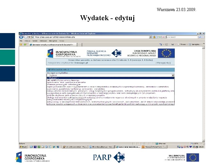 Warszawa 23. 03. 2009. Wydatek - edytuj 