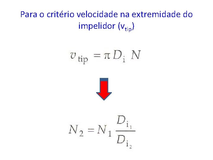 Para o critério velocidade na extremidade do impelidor (vtip) 