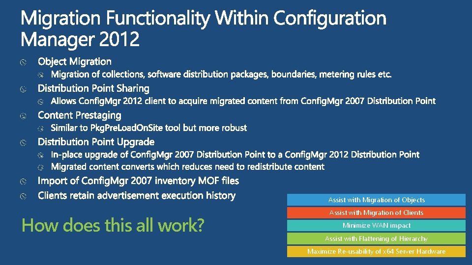 Assist with Migration of Objects How does this all work? Assist with Migration of