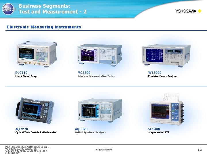 Business Segments: Test and Measurement - 2 Electronic Measuring Instruments DL 9710 Mixed Signal