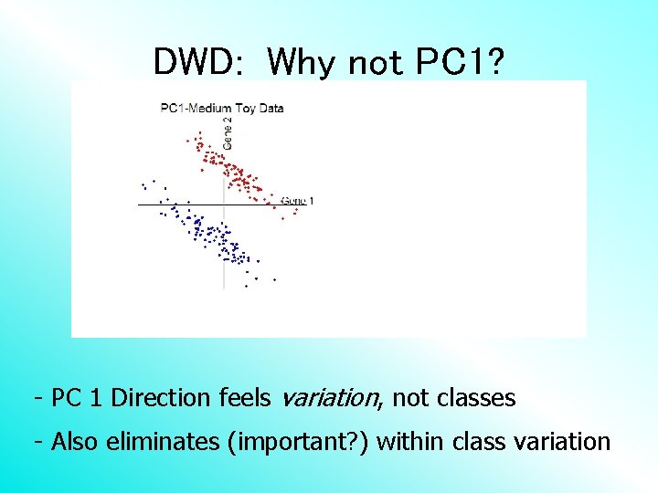 DWD: Why not PC 1? - PC 1 Direction feels variation, not classes -