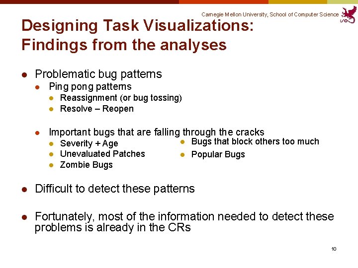 Carnegie Mellon University, School of Computer Science Designing Task Visualizations: Findings from the analyses