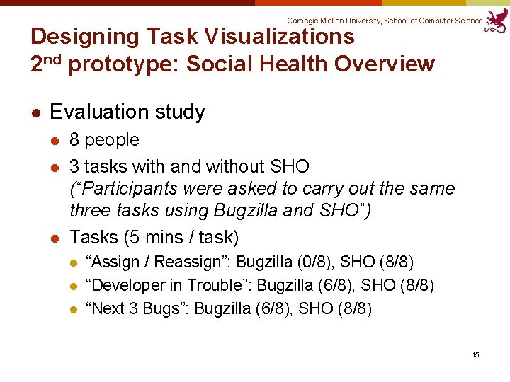 Carnegie Mellon University, School of Computer Science Designing Task Visualizations 2 nd prototype: Social