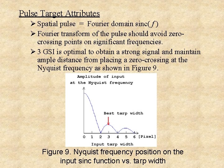 Pulse Target Attributes Ø Spatial pulse = Fourier domain sinc( f ) Ø Fourier