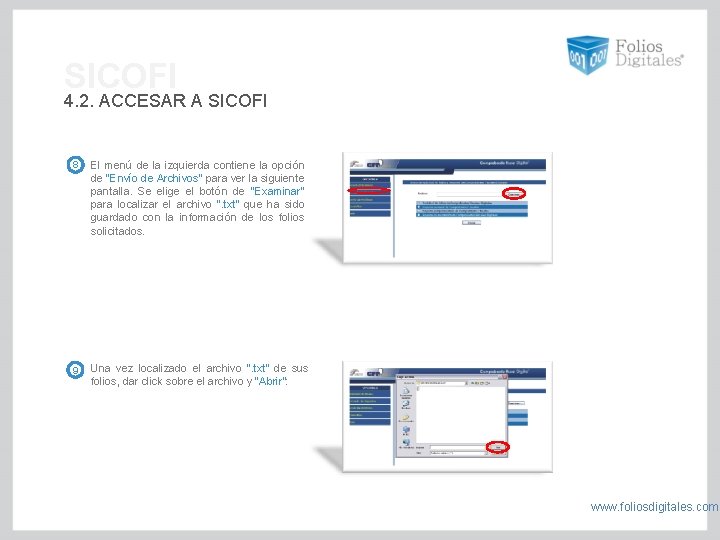 SICOFI 4. 2. ACCESAR A SICOFI 8 El menú de la izquierda contiene la