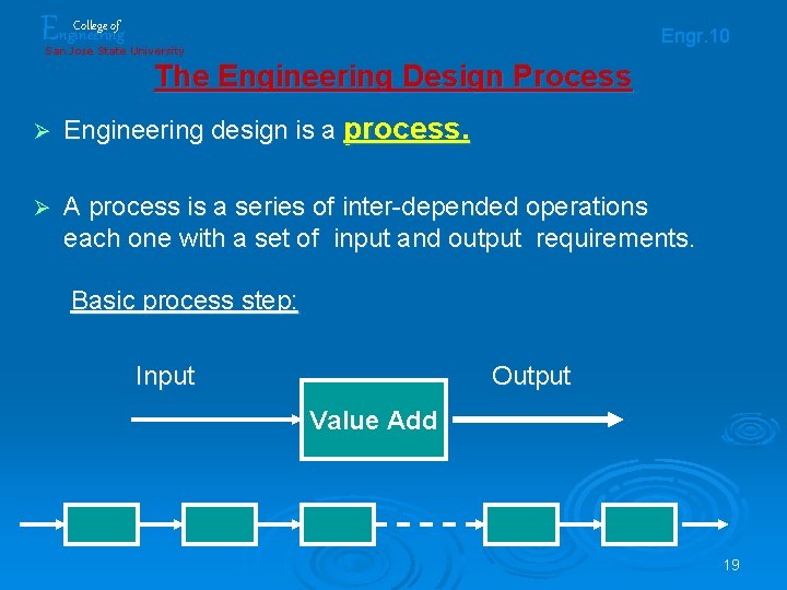 Engineering College of Engr. 10 San Jose State University The Engineering Design Process Ø Engineering College of Engr. 10 San Jose State University The Engineering Design Process Ø