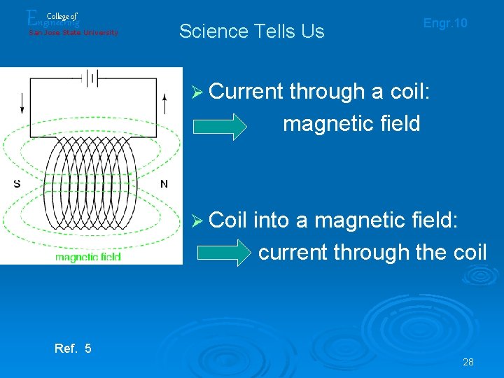 Engineering College of San Jose State University Science Tells Us Engr. 10 Ø Current Engineering College of San Jose State University Science Tells Us Engr. 10 Ø Current