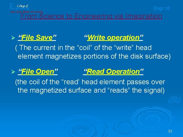 Engineering College of San Jose State University Engr. 10 From Science to Engineering via Engineering College of San Jose State University Engr. 10 From Science to Engineering via