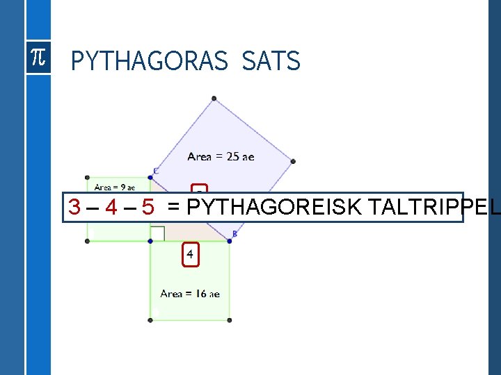 PYTHAGORAS SATS 3 – 4 – 5 = PYTHAGOREISK TALTRIPPEL 