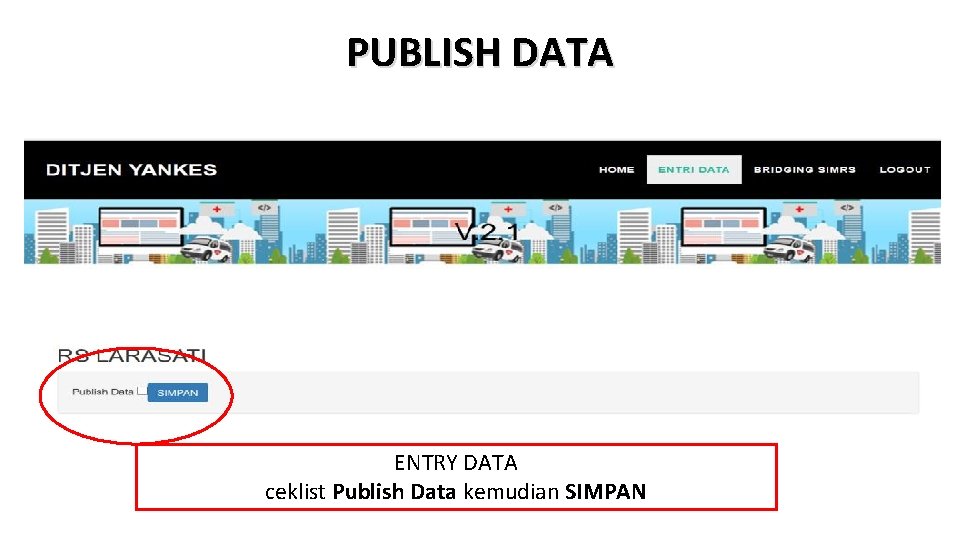 PUBLISH DATA ENTRY DATA ceklist Publish Data kemudian SIMPAN 