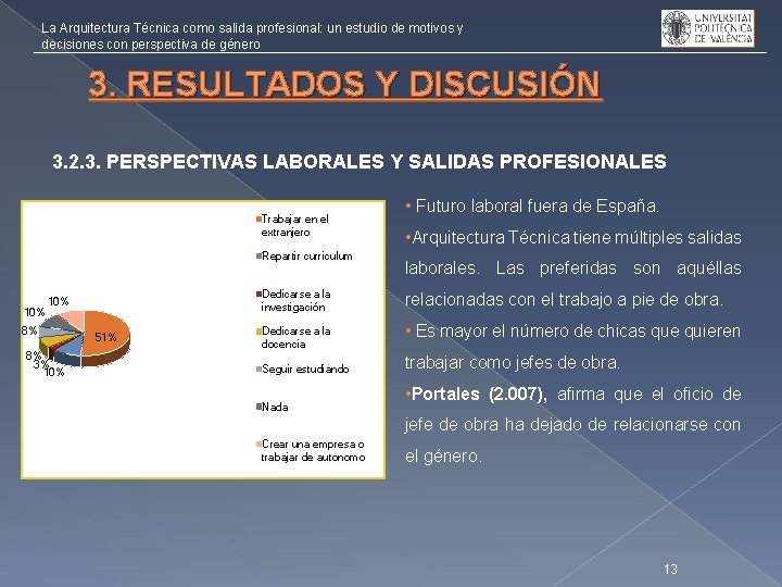 La Arquitectura Técnica como salida profesional: un estudio de motivos y decisiones con perspectiva