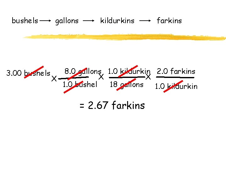 bushels 3. 00 bushels gallons kildurkins farkins 8. 0 gallons 1. 0 kildurkin 2.