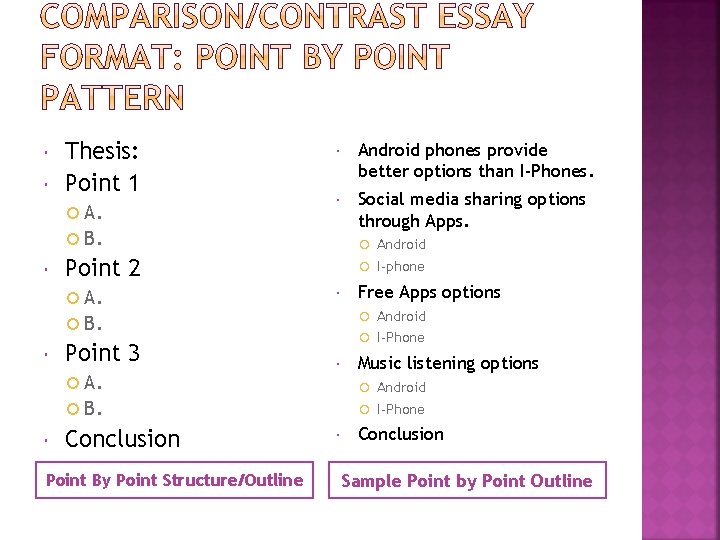  Thesis: Point 1 A. Android phones provide better options than I-Phones. Social media