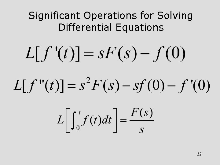 Significant Operations for Solving Differential Equations 32 