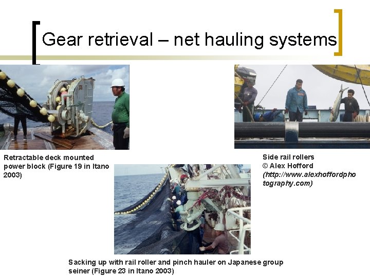 Gear retrieval – net hauling systems Retractable deck mounted power block (Figure 19 in