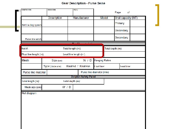 Gear description form 