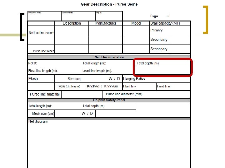 Gear description form 