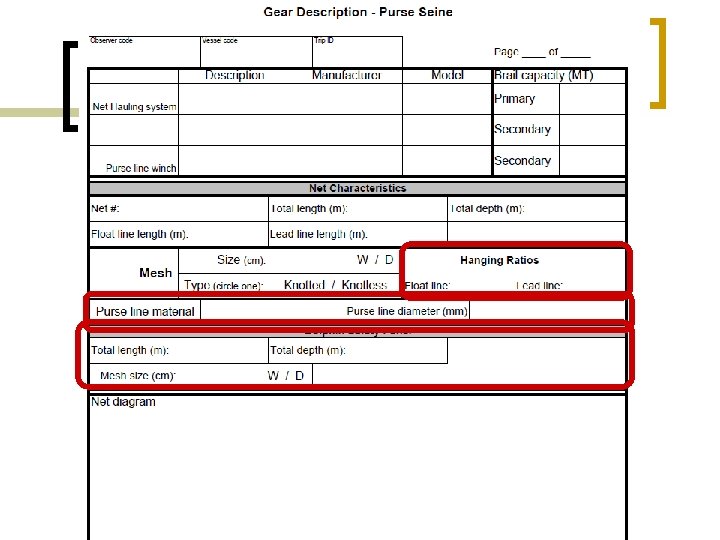 Gear description form 