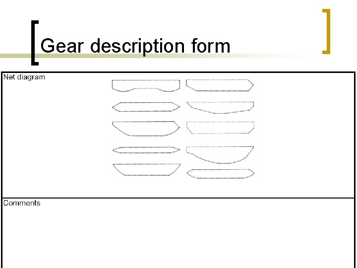 Gear description form 