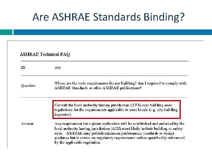 Are ASHRAE Standards Binding? 