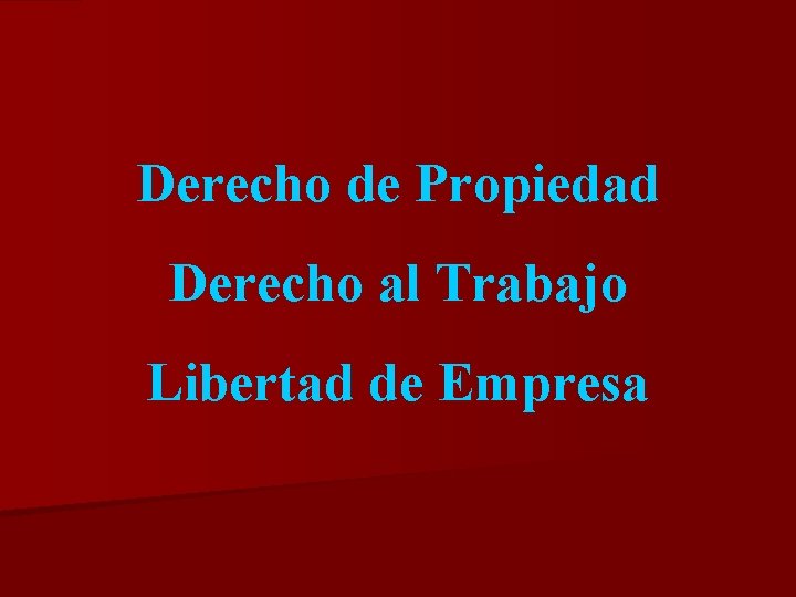 Derecho de Propiedad Derecho al Trabajo Libertad de Empresa Derecho de Propiedad Derecho al Trabajo Libertad de Empresa